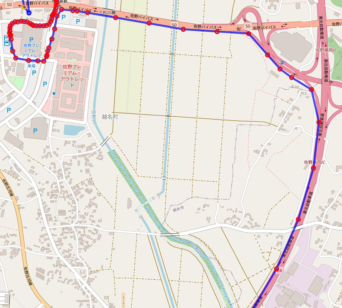 外出中のGPSロガーの様子～地図